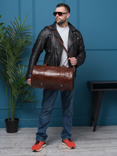 Кожаная дорожная сумка Faenza Premium brown (арт. 
4033-02)