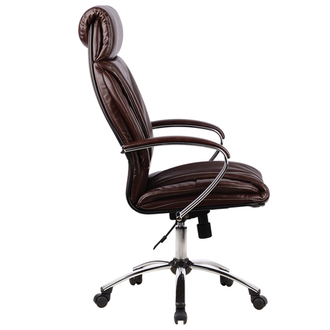 Кресло офисное МЕТТА "LK-13CH", кожа, хром, коричневое
