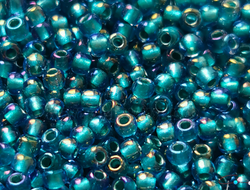 Toho 11/0 274 Inside-Color Rainbow Crystal/Green Teal-Lined / Окрашенный изнутри  радужный хрусталь