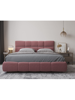 Кровать двуспальная, MyCloud Олимп с подъемным механизмом, бельевым ящиком, мягкое изголовье, спинка квадратами