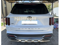 Защита заднего бампера двойная с перемычками d53/42 для Kia Sorento 2020-