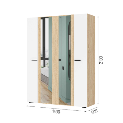 Санса ШК-04 Шкаф 4-х створчатый Сонома/Белый