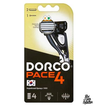 Станок для бритья Dorco Pace 4 с 4 лезвиями, 2 кассеты