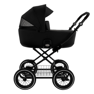 Коляска 2в1 Roan Bass Next Classic d12 Кожа Black (руч.Черный)