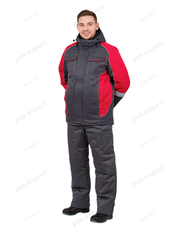 Куртка рабочая мужская зимняя &quot;Страйк&quot; цвет серый/красный
