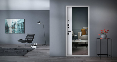 Стальная дверь   Зетта с зеркалом. Заказная модель.