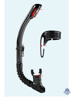 Трубка для дайвинга WAVE сухая, черный силикон