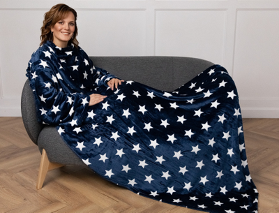 Плед с рукавами "Звезды" из микрофибры (велсофта)