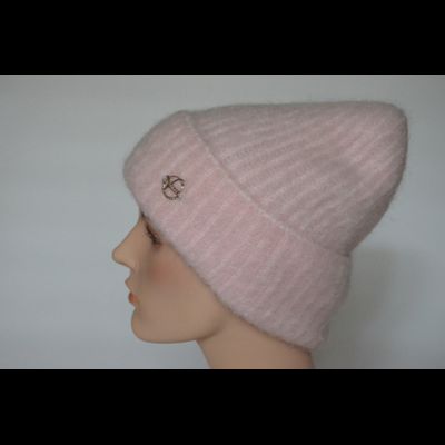 Розовая шапка женская с отворотом Vizio Италия 6946 CRYO
