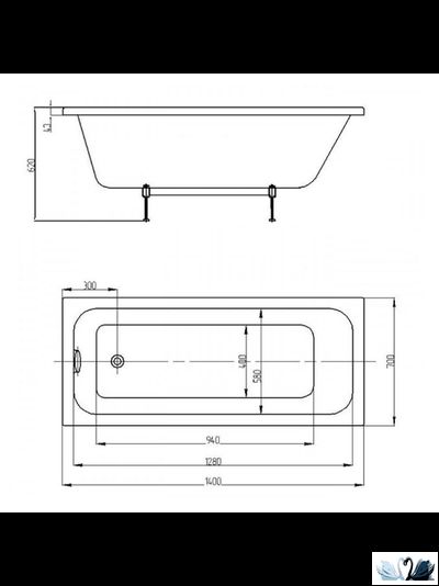 Ванна Azario Bella 140x70 см AV.0020140, акриловая, прямоугольной формы
