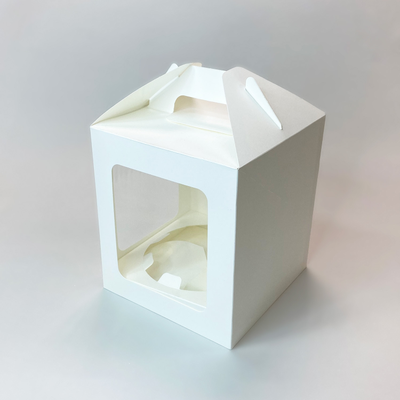 Коробка для прян. домика/кулича с 2 окнами (белая), 160*160*180мм