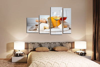 Модульная картина "Сыр с вином"