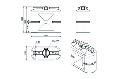 Размеры прямоугольного пластикового бака для воды 1000 литров
