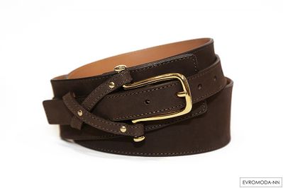 Красивый шенский широкий коричневый кожаный ремень. из 100% натуральной кожи