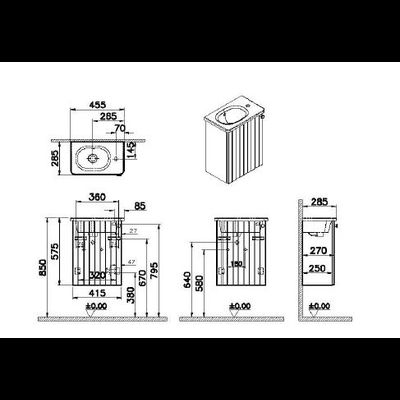 Модуль с круглой раковиной, Vitra Root Groove, 45 см, с дверцей, матовый белый, левосторонний, 69191