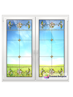 Витражная пленка, витражная пленка самоклеющаяся под заказ,пленочный витраж с цветочным рисунком