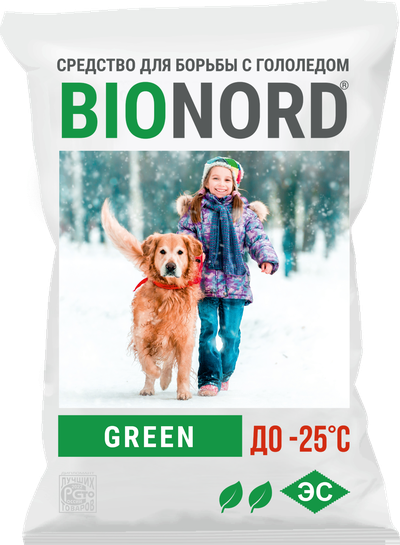 Противогололедный реагент BIONORD GREEN (Бионорд), 23 кг (до - 25°С)