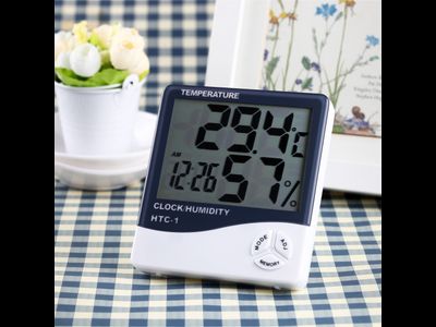 Термометр-гигрометр HTC-2 (часы, будильник,выносной датчик) (50pcs)
