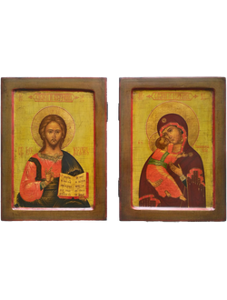 Венчальная пара. Образ Спасителя. Образ Пресвятой Божией Матери “Владимирская”. Рукописные иконы.