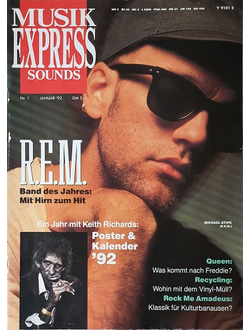 Musikexpress Sounds Magazine January 1992 Rem, Queen, Иностранные музыкальные журналы, Intpressshop