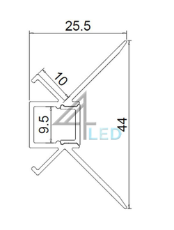 Алюминиевый профиль 4L-4426-2.5m-DW ANOD+OPAL Гипсокартон