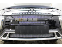 Защита радиатора Mitsubishi Outlander III 2018- (3 части) chrome с парктроником