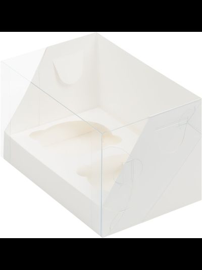 Коробка на 2 капкейка с прозр. кр. (белая, 160*100*100мм)