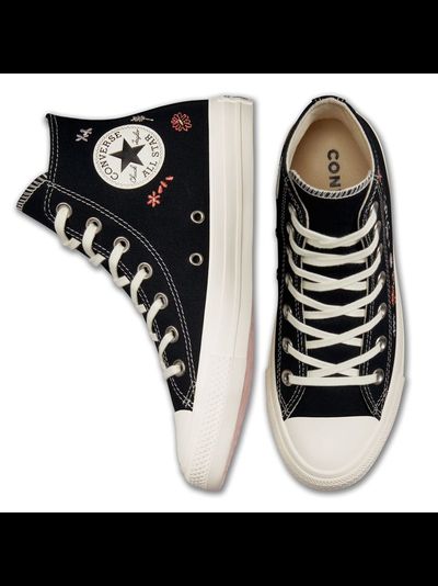 Кеды Converse All Star черные высокие с вышивкой