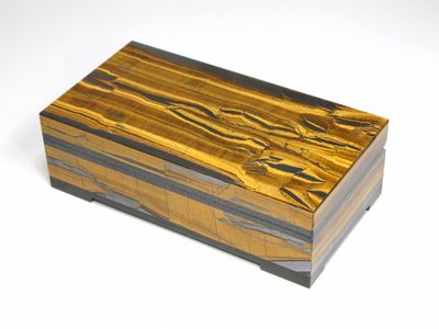 Шкатулка Тигровый глаз с крышкой на шарнирах, ЮАР (115*60*35 мм, 330 г) №26664