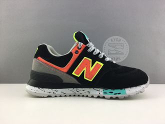 New balance 574 черные с оранжевым. Яркие (36-38) Арт. 083М