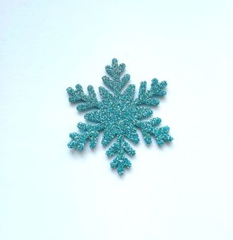 Снежинка из глиттерного фоамирана 4 см, цвет голубой