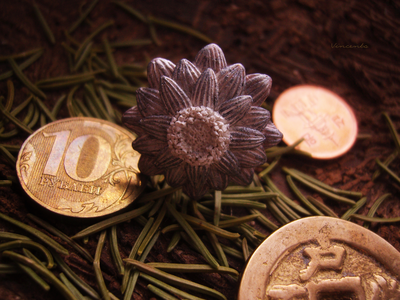 Кольцо-цветок "Серый Туман"