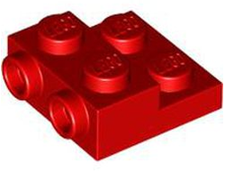 Plate, Modified 2 x 2 x 2/3 with 2 Studs on Side - Hollow Bottom Tube, Red (4304 / 6469446)
