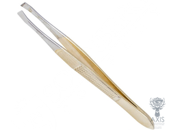Пинцет для бровей Solinberg 047, прямой, комбинированное покрытие, ребристая ручка
