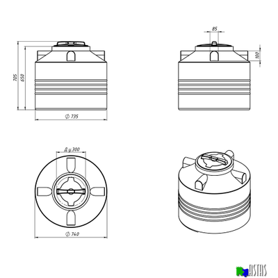 Емкость Экопром ЭВЛ 200 л черная