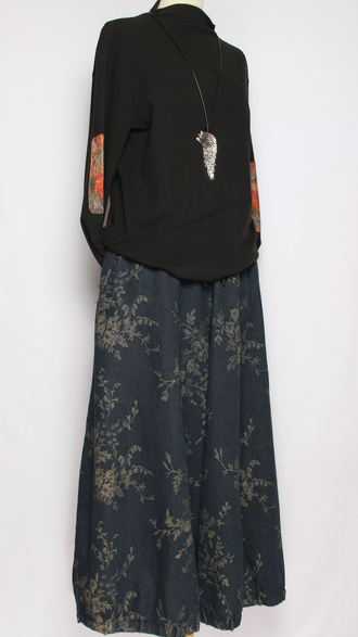 Джемпер вареный хлопок "Строчки заплатки" графит, черный до р.50