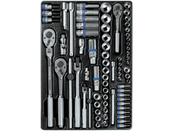 Набор торцевых головок 1/4", 3/8" с принадлежностями, ложемент, 75 предметов KING TONY 9-5575MR