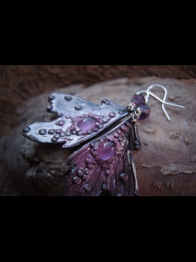 Волшебные серьги с аметистом "Крылышки Причудливой Феи"