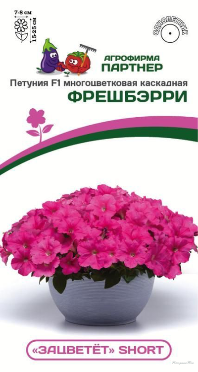Петуния серия "ЗАЦВЕТЁТ" Short ФРЕШБЭРРИ F1/ многоцветковая каскадная (5шт в амп) Партнер