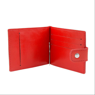зажим для денег мужской из натуральной кожи красный
