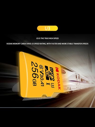Карта памяти Kodak Micro SD, класс 10, UHS-1 U3 V30 A1 на 256 ГБ, чтение 100 МБ/с, запись данных 30 МБ/с, + переходник SD