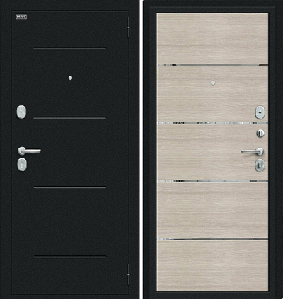 Дверь Входная - "Лайн" Cappuccino Veralinga IMP-6/Букле черное