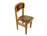Стул детский с росписью "Хохлома", 2 группа роста (300 мм). Рисунок – фотопечать. Массив, МДФ, лак