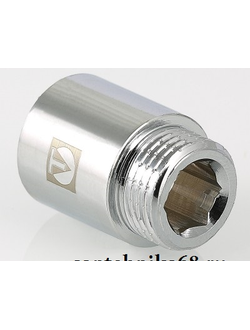 Латунный резьбовой хромированный удлинитель Valtec 3/4" от 10 до 100мм