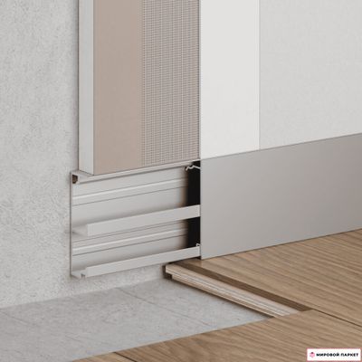 Скрытый плинтус с кабель-каналом и крышкой Ликорн С-07.3.2