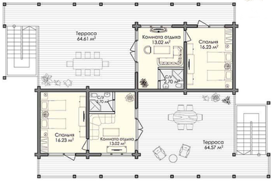 Трехэтажная гостиница из клееного бруса, 550 м2