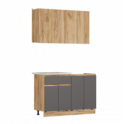 Кухонный гарнитур 1,2 ЛЕГЕНДА-40 СИТИ, дуб крафт золотой/серый графит