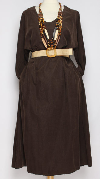 Платье  Бохо "Вельвет мысик" яблоко, шоколад до р.50