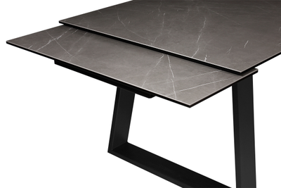 LEONARDO черный / керамика "серый камень" 180(+40+40)x98