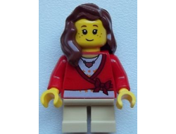 Sweater Cropped with Bow, Heart Necklace, Tan Short Legs, Reddish Brown Female Hair over Shoulder, n/a (cty0572)